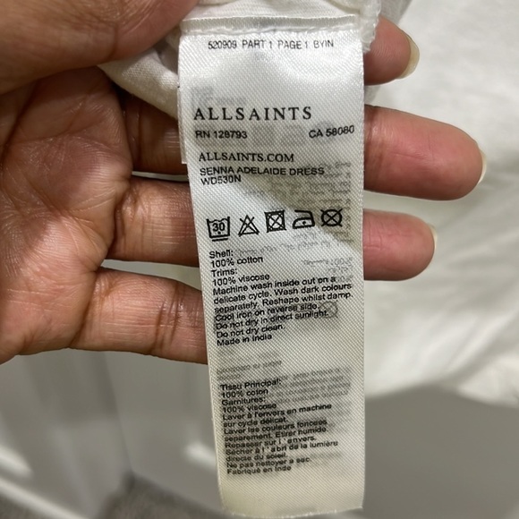 NWT All Saints White Senna Adelaide Eyelet T-shirt Dress Sz S - Picture 8 of 10